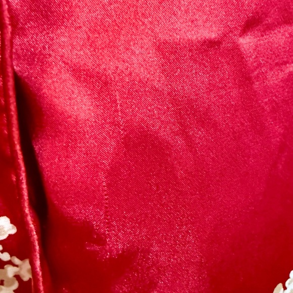 Oscar de la Renta Red Floral Long Sleeve Satin Button Up Blouse Top- Size Small - Picture 8 of 9